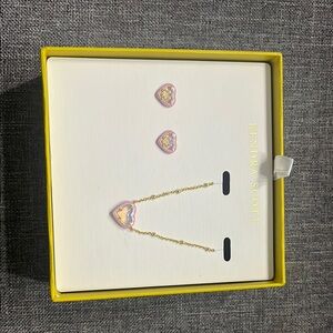 Kendra Scott Pink Heart Jewelry earrings and necklace Set